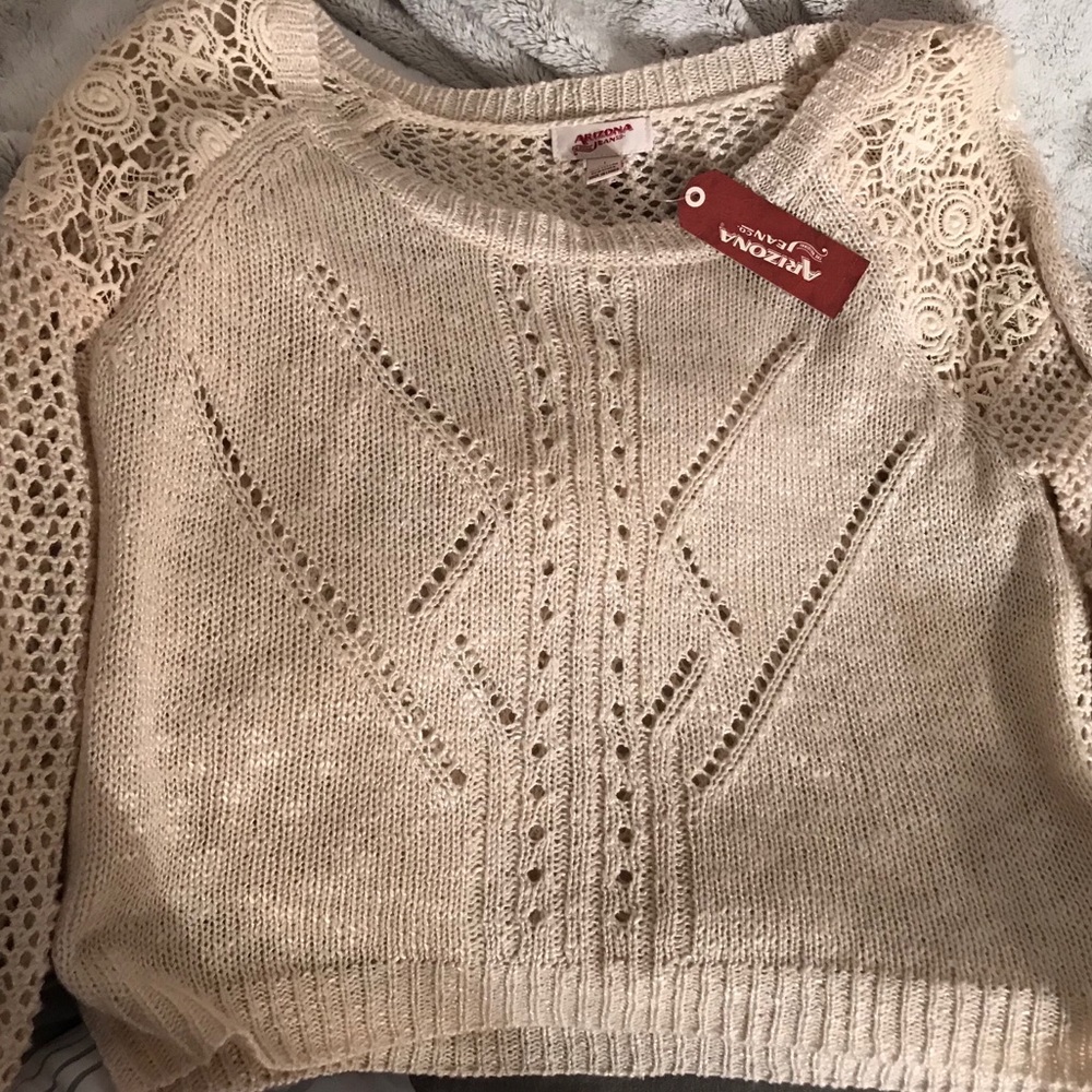 cream crochet sweater